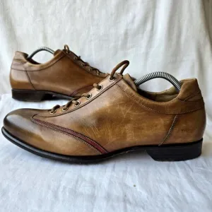 Forzieri Firenze Mens Leather Lace Up Casual Shoes Brown/Red Size 8/US 8.5 Italy