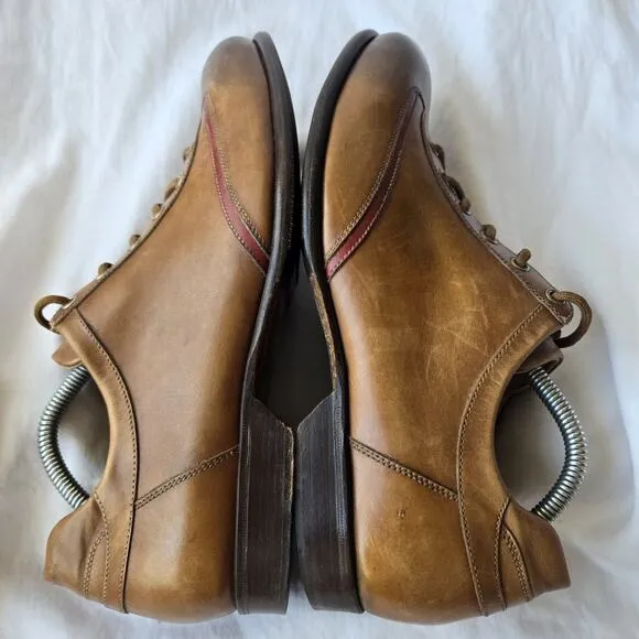Forzieri Firenze Mens Leather Lace Up Casual Shoes Brown/Red Size 8/US 8.5 Italy