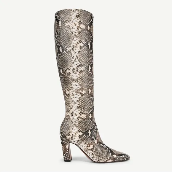 Franco Sarto Bowman Knee High Faux Leather Snake Print Boots Wide Calf