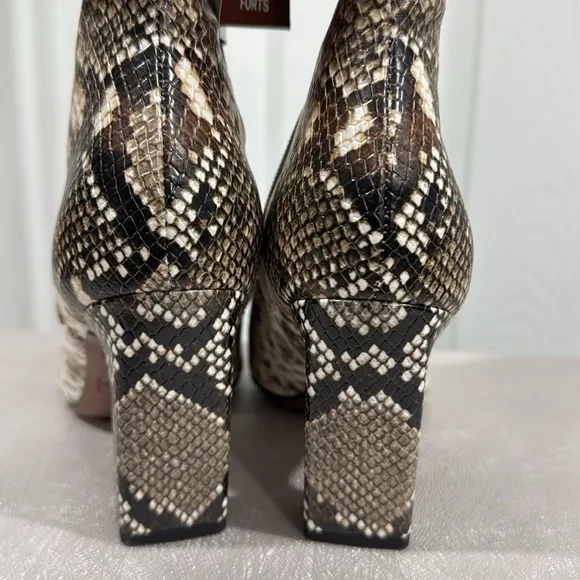 Franco Sarto Bowman Knee High Faux Leather Snake Print Boots Wide Calf