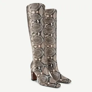 Franco Sarto Bowman Knee High Faux Leather Snake Print Boots Wide Calf