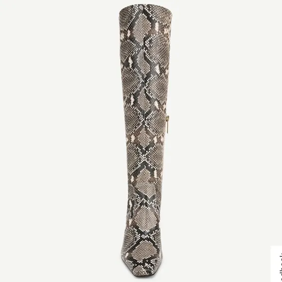 Franco Sarto Bowman Knee High Faux Leather Snake Print Boots Wide Calf