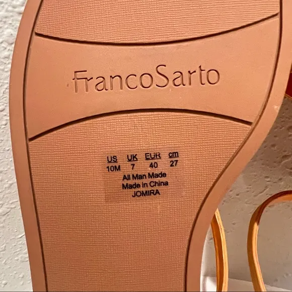 Franco Sarto Orange Leather Women’s Slip On Sandals Size 10 NEW