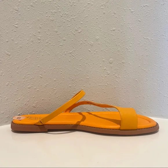 Franco Sarto Orange Leather Women’s Slip On Sandals Size 10 NEW