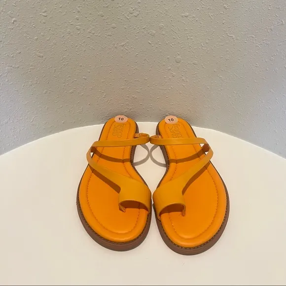 Franco Sarto Orange Leather Women’s Slip On Sandals Size 10 NEW