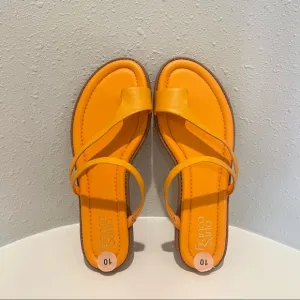 Franco Sarto Orange Leather Women’s Slip On Sandals Size 10 NEW