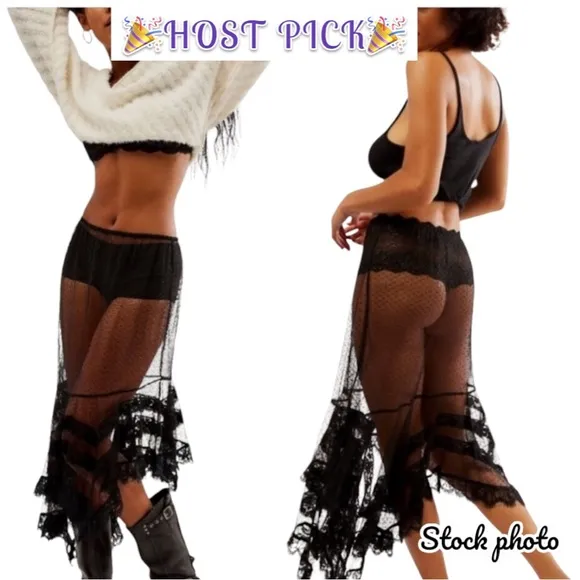 Free People Afternoon Half Slip Black Size Small Sheer Sexy Versatile