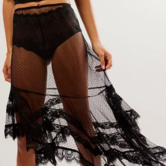 Free People Afternoon Half Slip Black Size Small Sheer Sexy Versatile