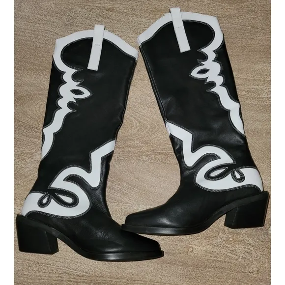 FREE PEOPLE  ALOHAS Mount Dallas Tall Western Leather Boots Size /37