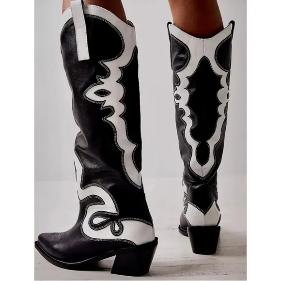 FREE PEOPLE  ALOHAS Mount Dallas Tall Western Leather Boots Size /37