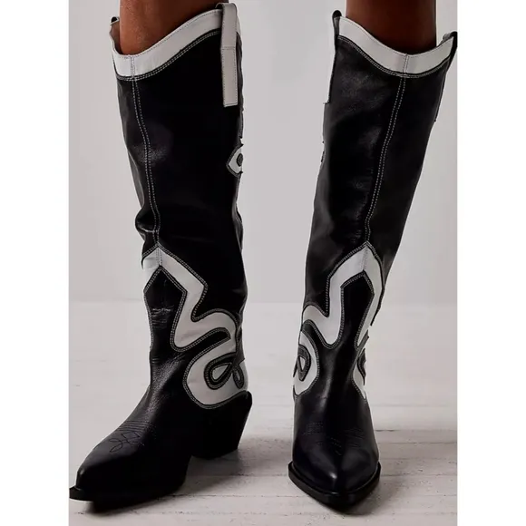 FREE PEOPLE  ALOHAS Mount Dallas Tall Western Leather Boots Size /37