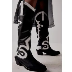 FREE PEOPLE  ALOHAS Mount Dallas Tall Western Leather Boots Size /37