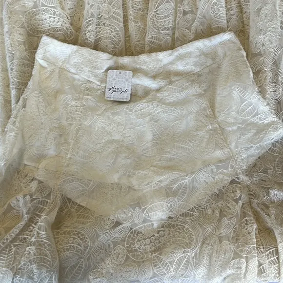Free People Beat of the Moment Lace Maxi Skirt Sheer with shorts NWT