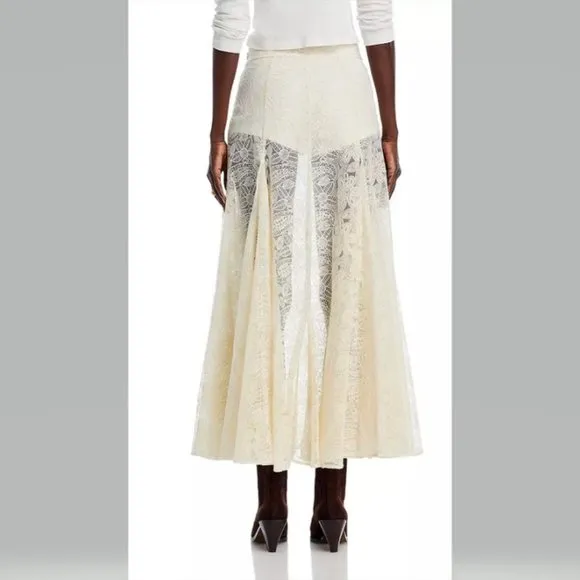 Free People Beat of the Moment Lace Maxi Skirt Sheer with shorts NWT
