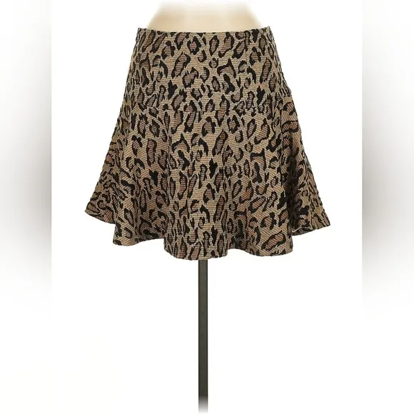 Free People Chenille Cheetah Print Mini Skater Skirt – Size 8 – EUC