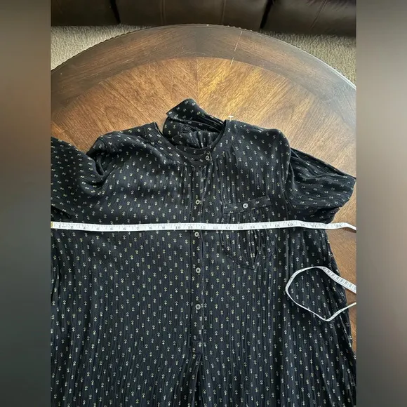 Free People Coal Combo Boho High Low Shirt Dress/Tunic Black Size Medium