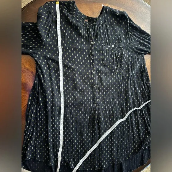 Free People Coal Combo Boho High Low Shirt Dress/Tunic Black Size Medium