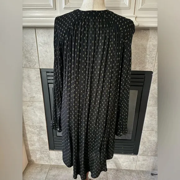Free People Coal Combo Boho High Low Shirt Dress/Tunic Black Size Medium
