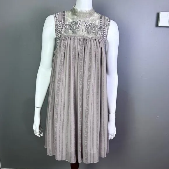 Free People Dress medium Georgette lace sheer Royalcore Regencycore Grunge