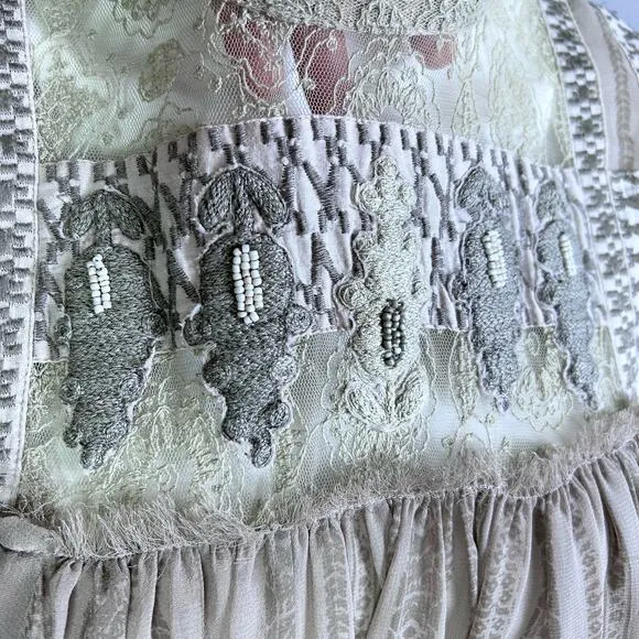 Free People Dress medium Georgette lace sheer Royalcore Regencycore Grunge