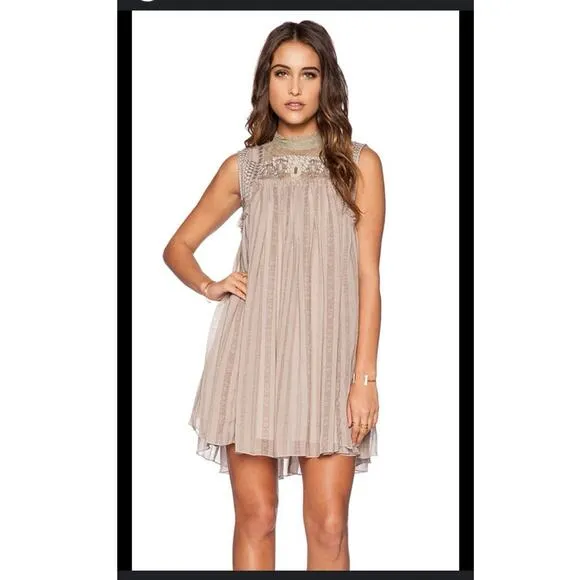 Free People Dress medium Georgette lace sheer Royalcore Regencycore Grunge