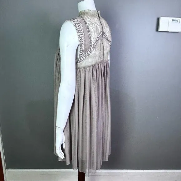 Free People Dress medium Georgette lace sheer Royalcore Regencycore Grunge