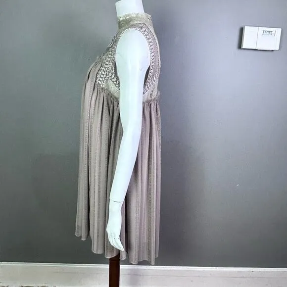 Free People Dress medium Georgette lace sheer Royalcore Regencycore Grunge