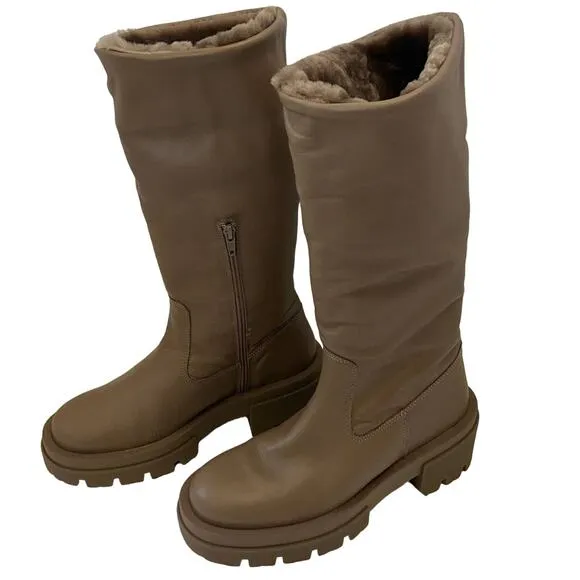Free People Equitare Charlee Mid Lug Sole Boots in Taupe Size 39