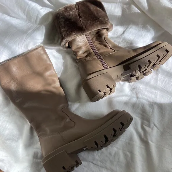 Free People Equitare Charlee Mid Lug Sole Boots in Taupe Size 39