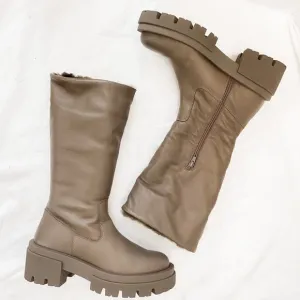 Free People Equitare Charlee Mid Lug Sole Boots in Taupe Size 39