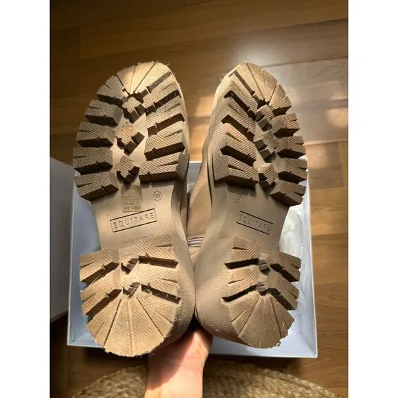 Free People Equitare Charlee Mid Lug Sole Boots in Taupe Size 39