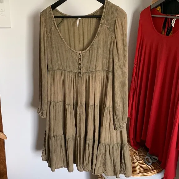 Free People Full Swing Candy Dress boho mini dress S preowned oversized