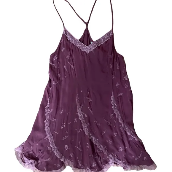 Free People intimately burgundy wine slip dress lace layering holiday Christmas