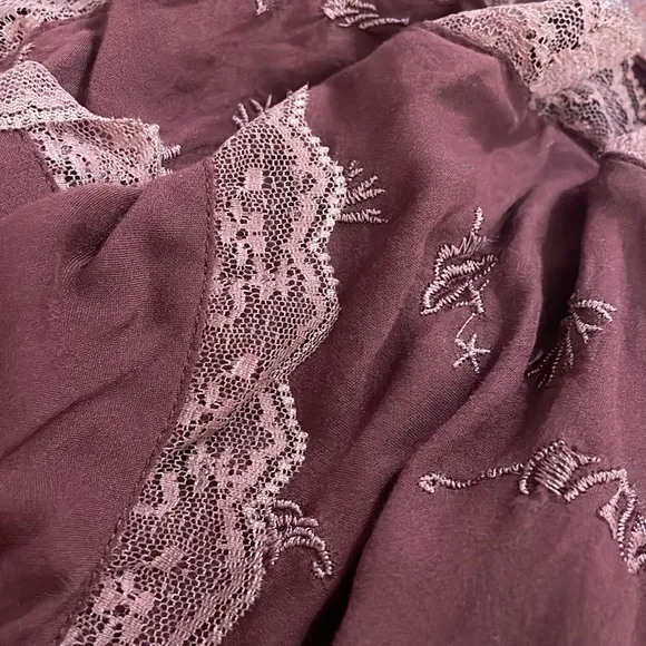 Free People intimately burgundy wine slip dress lace layering holiday Christmas
