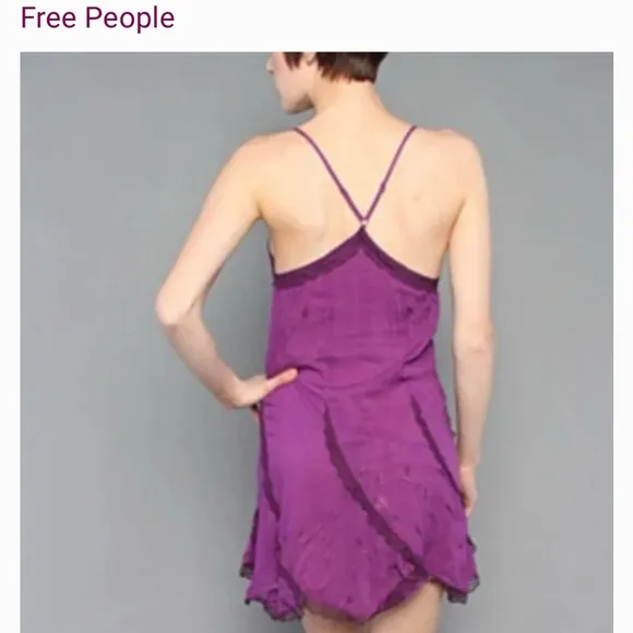 Free People intimately burgundy wine slip dress lace layering holiday Christmas