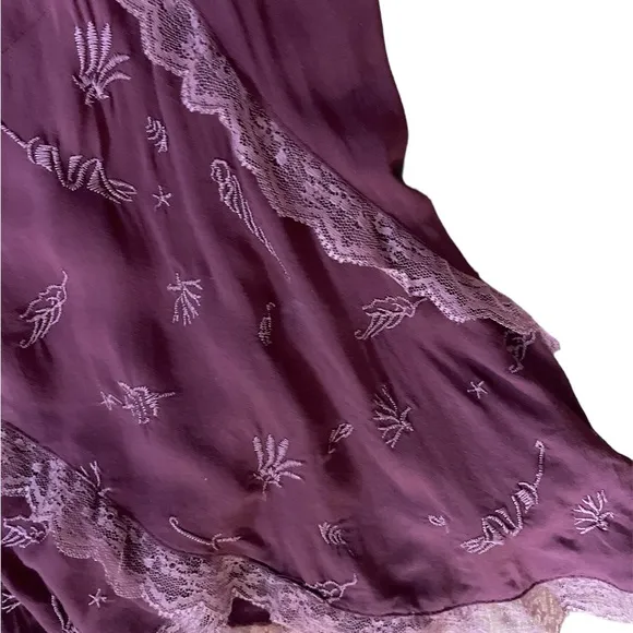 Free People intimately burgundy wine slip dress lace layering holiday Christmas