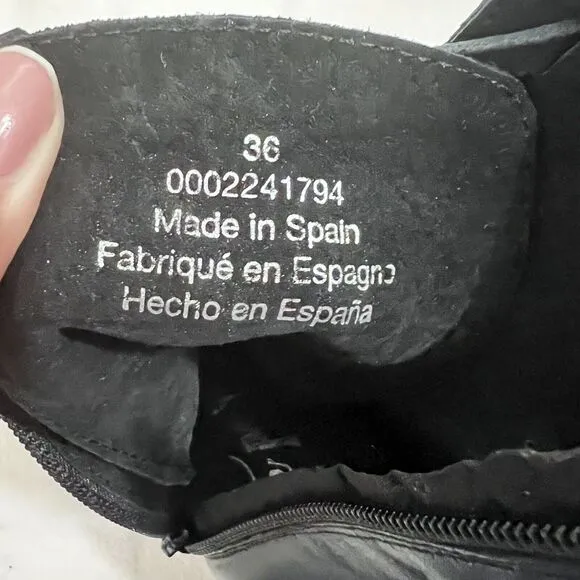Free People Juliette Kitten Heel Ankle Boots Black Leather Size 36 Witchy Twee