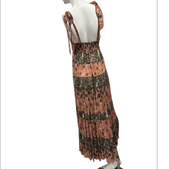 Free People Let’s Smock About It Boho Tiered Mixed Print Maxi Dress Size Small