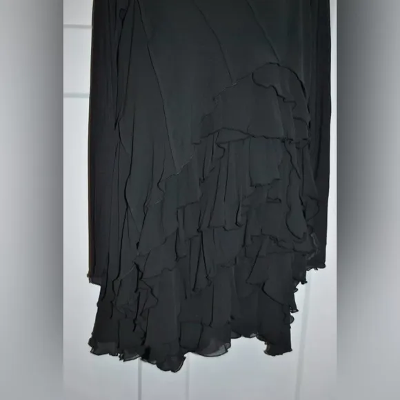 FREE PEOPLE Love Me Love Me Not Ruffle Mini Black Dress size L NWT $198