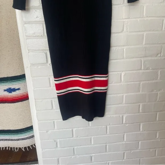 Free People Maxi Sweater Dress NWOT Women’s Size XS Black Sport Stripe Midi