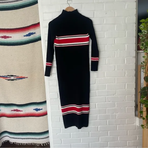 Free People Maxi Sweater Dress NWOT Women’s Size XS Black Sport Stripe Midi