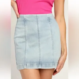 Free People Modern Femme Denim Mini Skirt - Light Wash - Size 6 - NWT