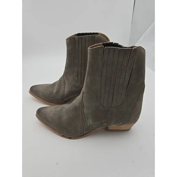 Free People New Frontier Western Boots Womens 9.5 Suede Coastal Cowgirl Grey NWO