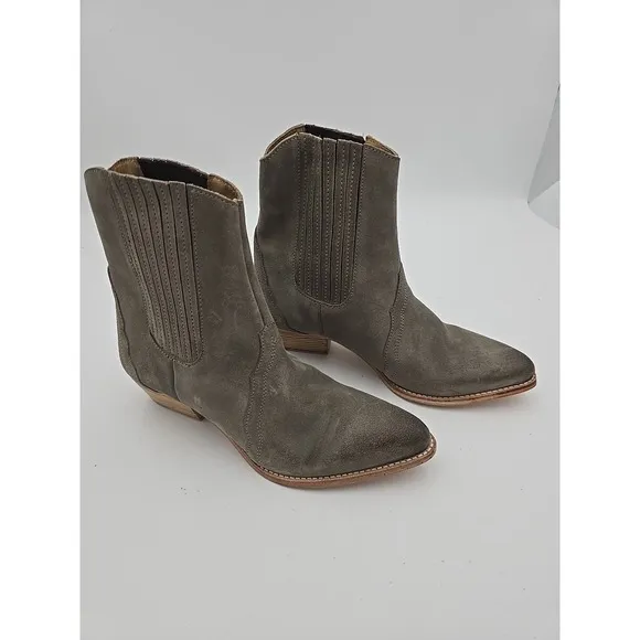 Free People New Frontier Western Boots Womens 9.5 Suede Coastal Cowgirl Grey NWO
