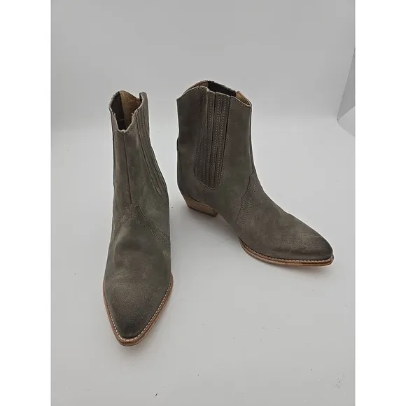Free People New Frontier Western Boots Womens 9.5 Suede Coastal Cowgirl Grey NWO
