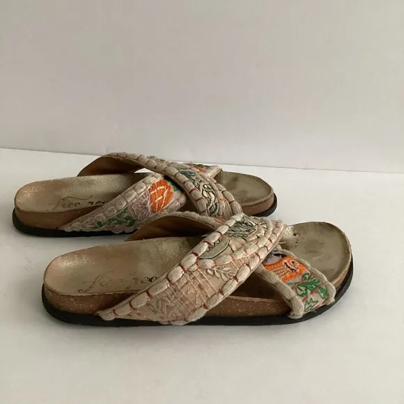 Free People Wildflower Patchwork Kantha Sandals Womens Size 38 Summer Hippie Y2K