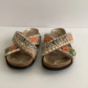 Free People Wildflower Patchwork Kantha Sandals Womens Size 38 Summer Hippie Y2K