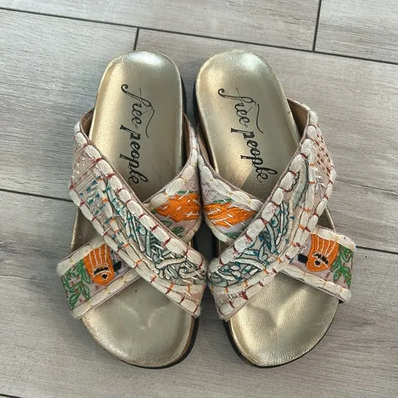 Free People Wildflowers crossband slides slip on sandals size 36 or 6