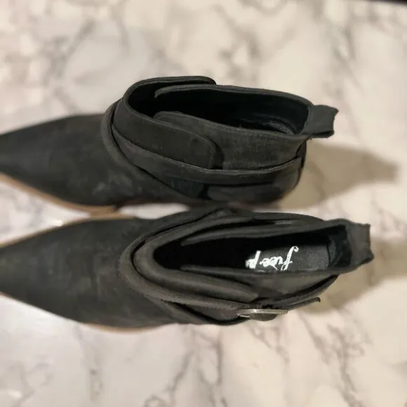Free People Back Loop Ankle Boots In Black