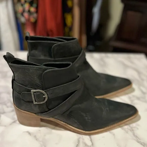 Free People Back Loop Ankle Boots In Black